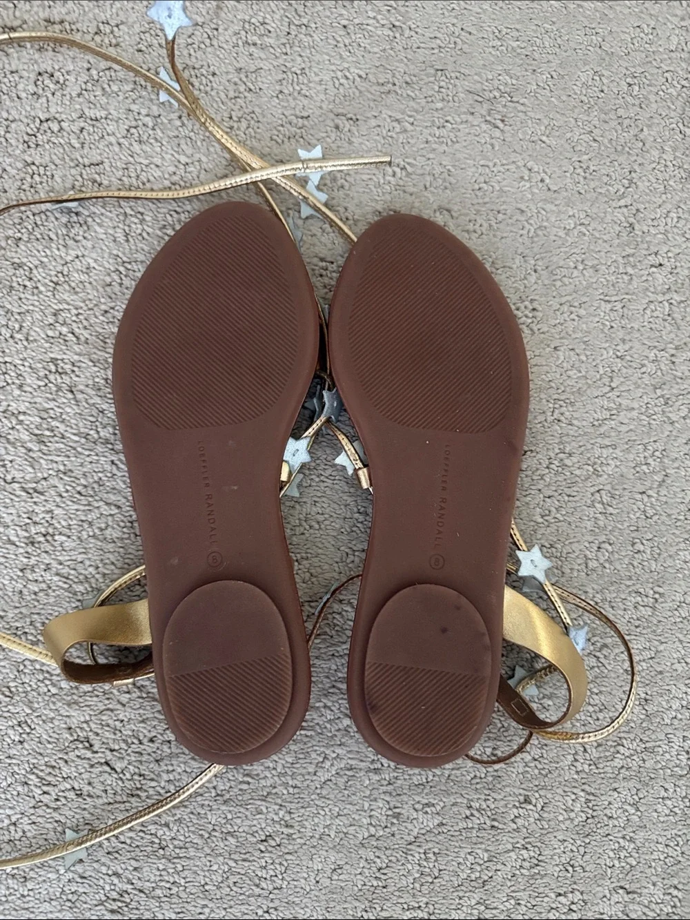 Loeffler Randall Starla Gold and silver Lace-Up Flat Sandals size 8